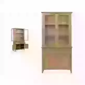 Oak Finish 2 Glazed Door Dresser Unit With Storage